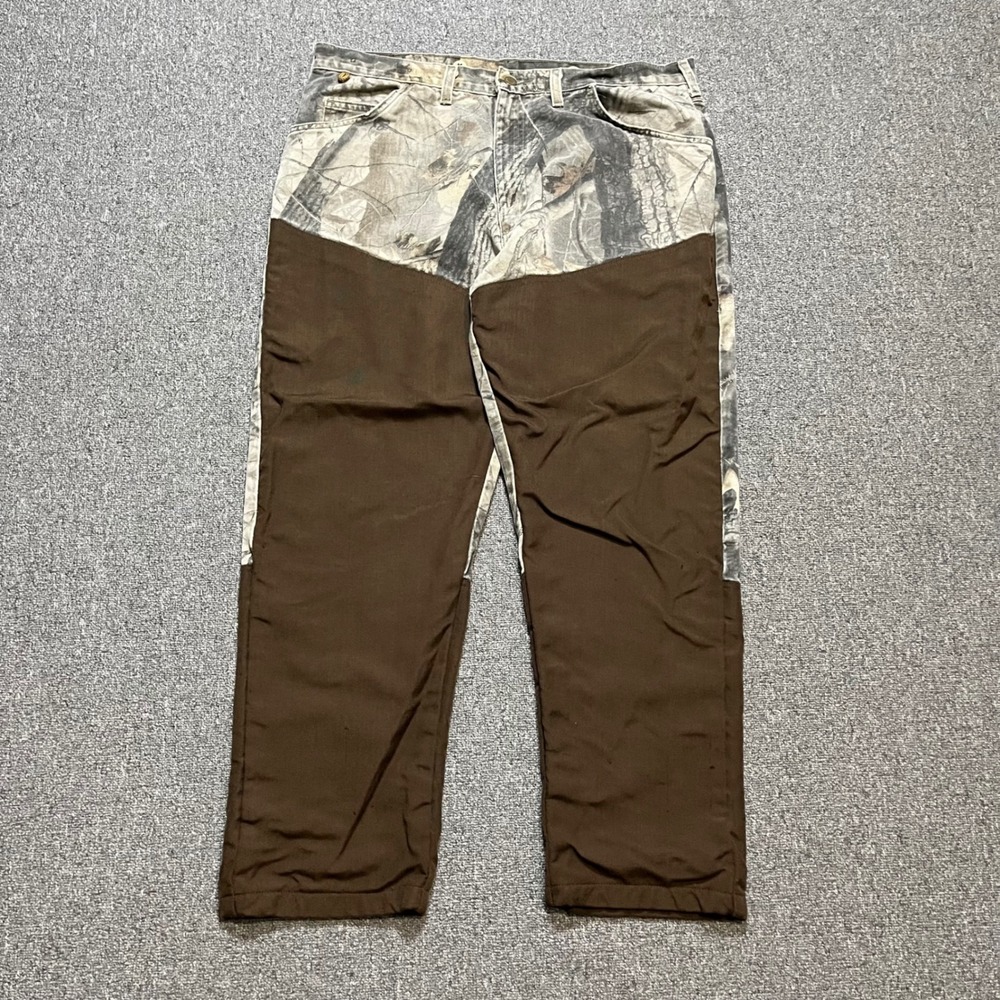 Vintage Wrangler Hunting Pants 40x30 Camo Brown Brush Guard Field Trousers‎ 90s